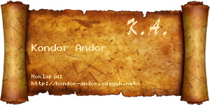 Kondor Andor névjegykártya