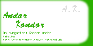 andor kondor business card